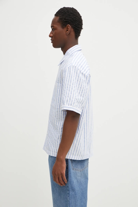 Хлопковая рубашка Axel Arigato Lido Striped Shirt A2908001 голубой SS25