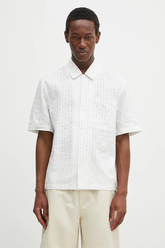 Axel Arigato koszula bawełniana Lido Striped Shirt casual beżowy A2908002