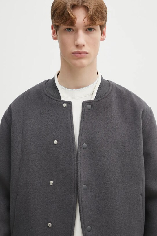 Vlnená bunda bomber Axel Arigato Typo Varsity Jacket sivá A3074003