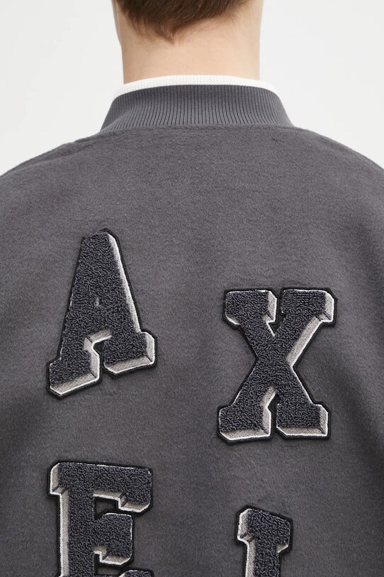 Vlnená bunda bomber Axel Arigato Typo Varsity Jacket A3074003 sivá