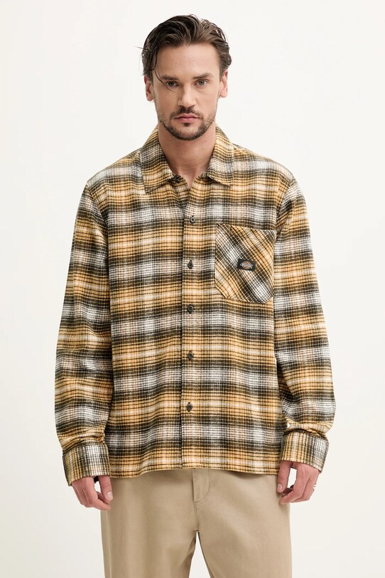 Памучна риза Dickies каре жълт DK0A8653K411