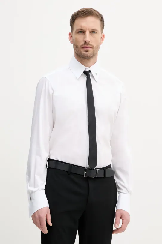 Karl Lagerfeld camicia in cotone semplice bianco 552699.605422