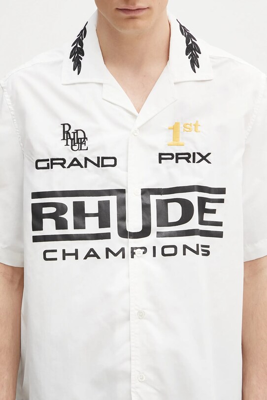 RHUDE cămașă Champions Snap alb RHPS25SR01005