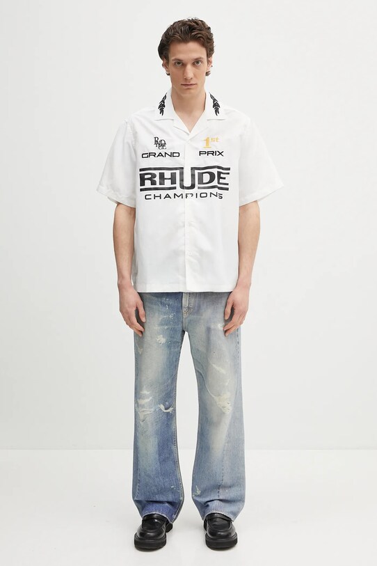 RHUDE cămașă Champions Snap RHPS25SR01005 alb