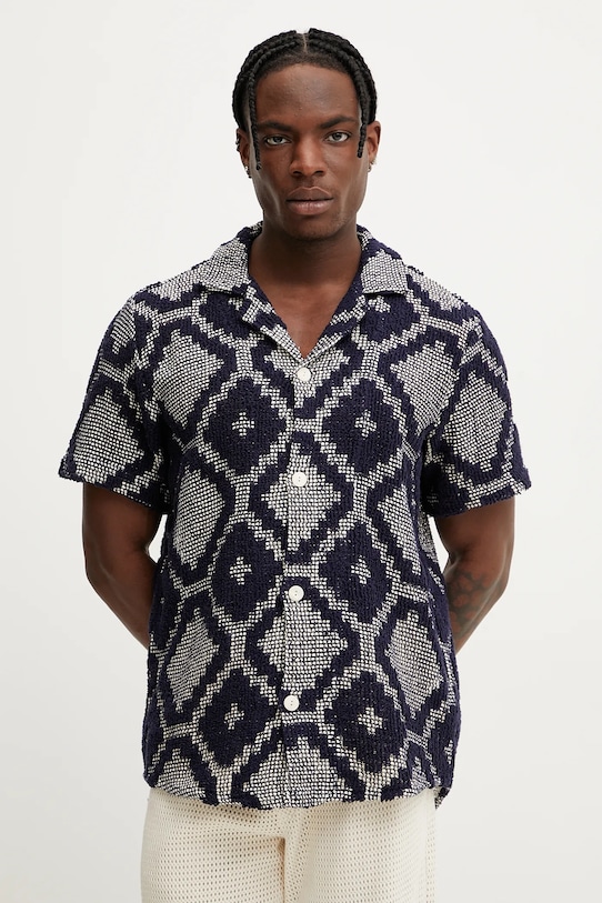 Рубашка OAS узор тёмно-синий 7013.03