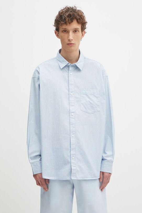 Carhartt WIP koszula bawełniana L/S Notus Shirt wzorzyste niebieski I034697.2RBXX