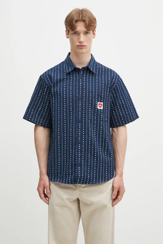 Carhartt WIP cotton shirt S/S Drewe Shirt classic navy I034537.2RUXX