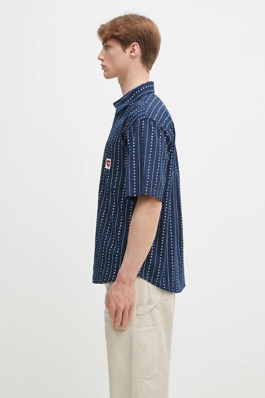 Carhartt WIP koszula bawełniana S/S Drewe Shirt I034537.2RUXX granatowy SS25