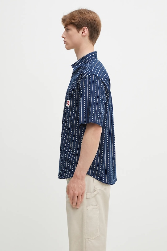 Carhartt WIP cotton shirt S/S Drewe Shirt I034537.2RUXX navy SS25