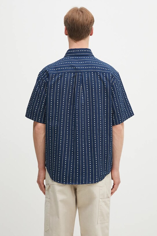 Odzież Carhartt WIP koszula bawełniana S/S Drewe Shirt I034537.2RUXX granatowy