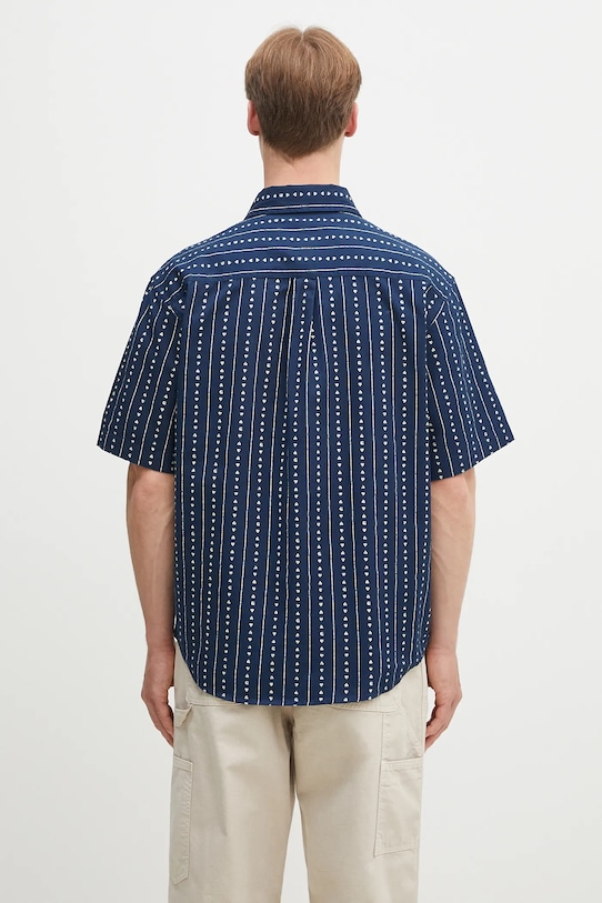 Clothing Carhartt WIP cotton shirt S/S Drewe Shirt I034537.2RUXX navy