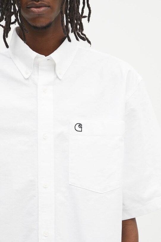 Carhartt WIP koszula bawełniana S/S Braxton Shirt biały I031454.00AXX