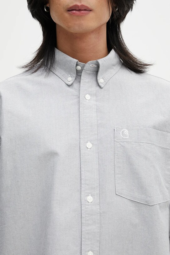 Carhartt WIP koszula bawełniana S/S Braxton Shirt szary I031454.2V3XX