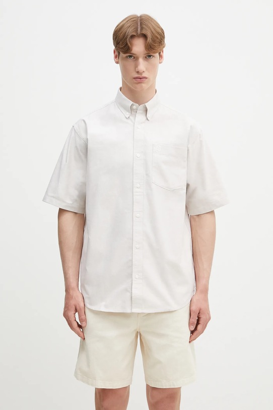 Bavlněná košile Carhartt WIP S/S Braxton Shirt regular béžová I031454.2V4XX