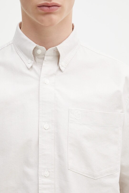 Carhartt WIP koszula bawełniana S/S Braxton Shirt beżowy I031454.2V4XX