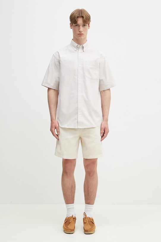 Bavlněná košile Carhartt WIP S/S Braxton Shirt I031454.2V4XX béžová