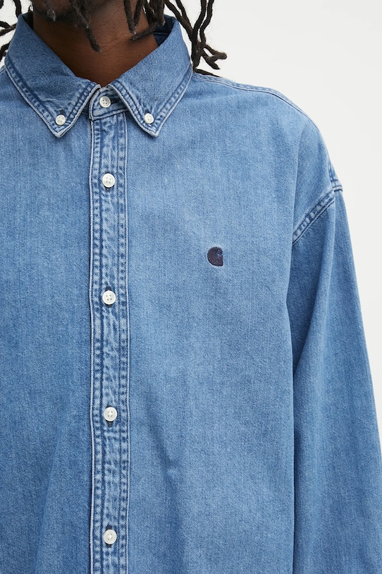 Džínová košile Carhartt WIP L/S Lucas Shirt modrá I034525.106