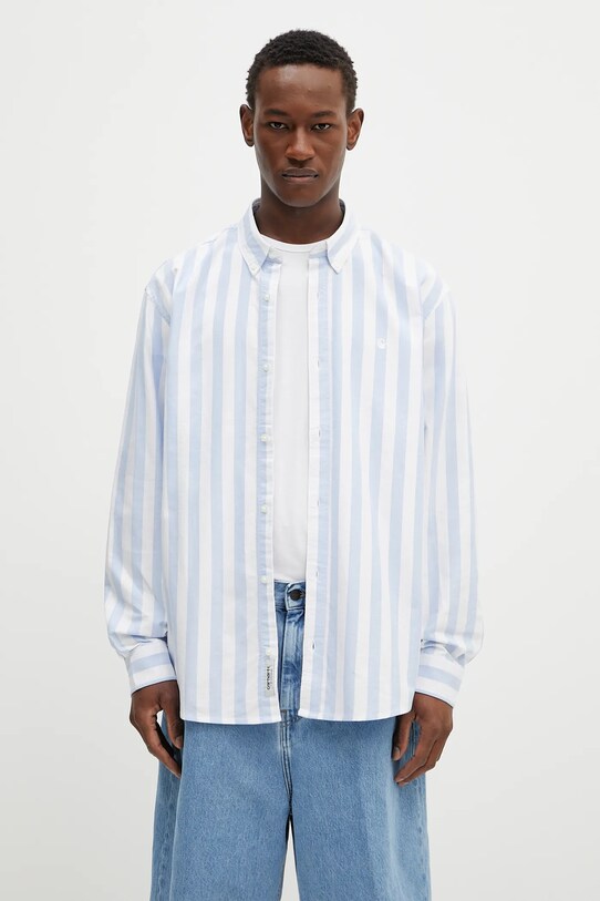 Carhartt WIP koszula bawełniana L/S Dillion Shirt wzorzyste niebieski I033027.21TXX