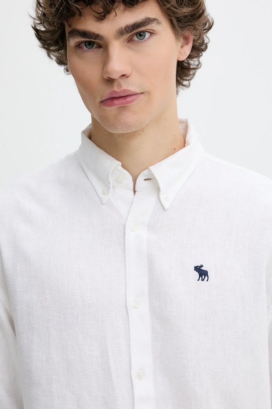 Πουκάμισο από λινό Abercrombie & Fitch λευκό KI125.5085.100