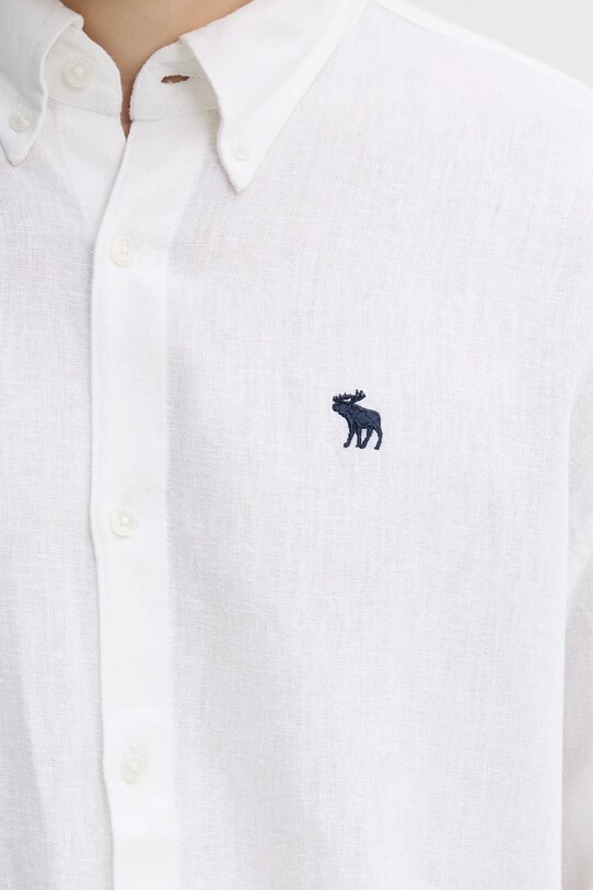 Πουκάμισο από λινό Abercrombie & Fitch KI125.5085.100 λευκό