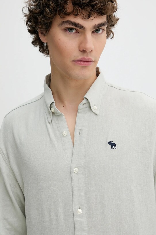 Πουκάμισο από λινό Abercrombie & Fitch γκρί KI125.5085.110