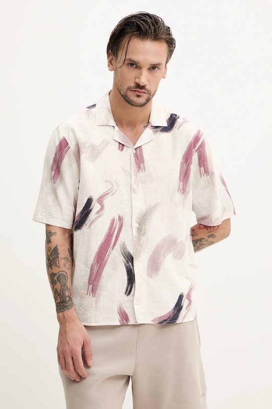 Ľanová košeľa Hollister Co. relaxed béžová KI325.5060.107