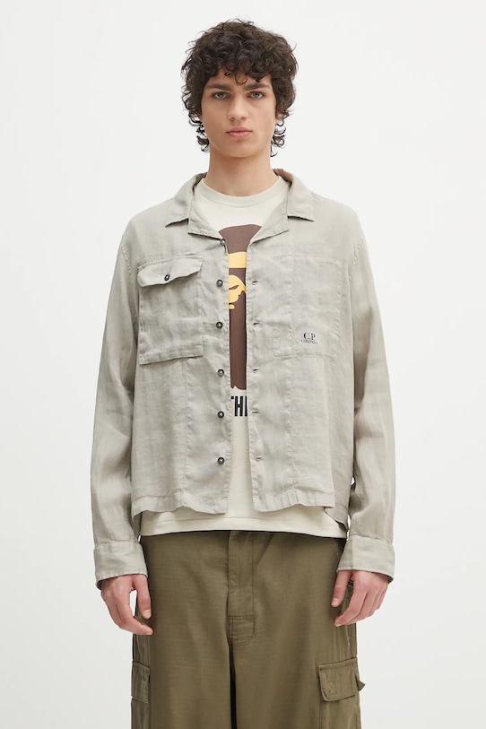 Льняная рубашка C.P. Company casual серый 18CMOS240A005415G