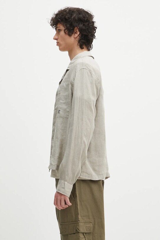 C.P. Company camicia di lino 18CMOS240A005415G grigio SS25