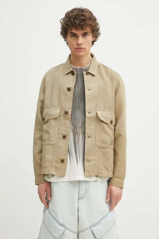 C.P. Company linen blend shirt classic green 18CMOS242A006501G