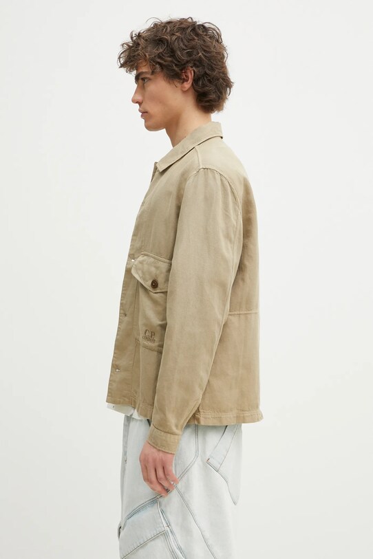 C.P. Company linen blend shirt 18CMOS242A006501G green SS25