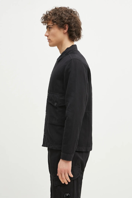 C.P. Company koszula z domieszką lnu 18CMOS242A006501G czarny SS25