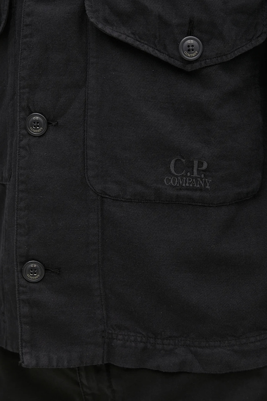 C.P. Company koszula z domieszką lnu czarny 18CMOS242A006501G