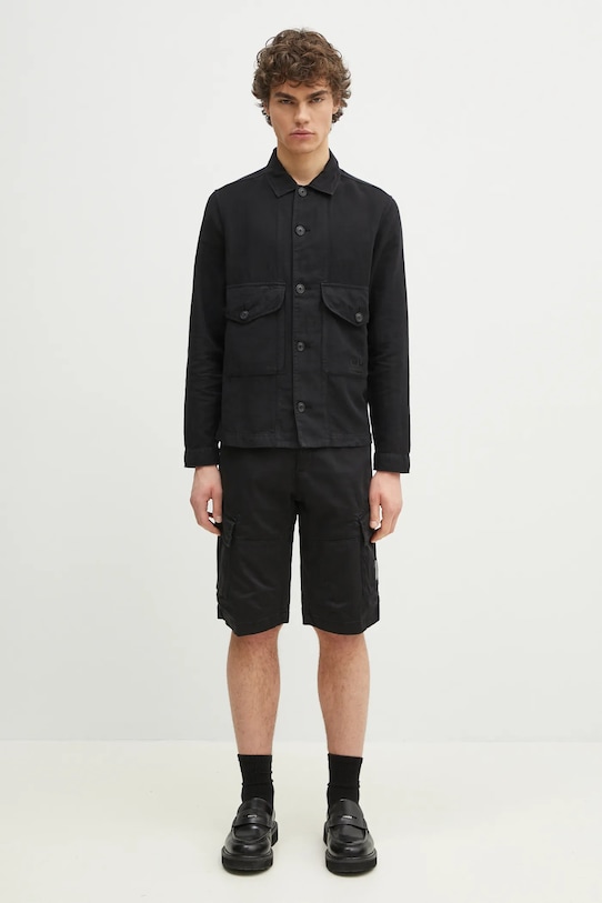 C.P. Company koszula z domieszką lnu 18CMOS242A006501G czarny