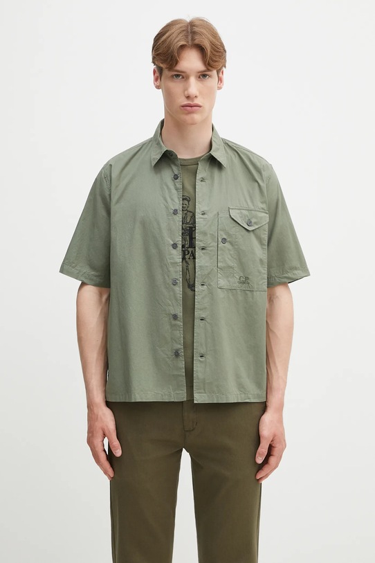 Хлопковая рубашка C.P. Company casual зелёный 18CMSH249A005328G