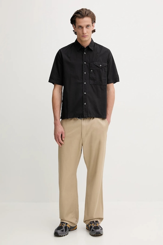C.P. Company koszula bawełniana 18CMSH249A005328G czarny SS25