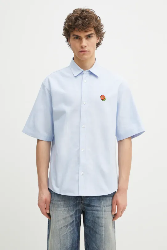 Хлопковая рубашка Kenzo гладкий голубой FF55CH1279LO.64