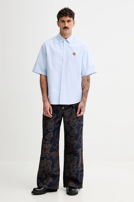 Kenzo koszula bawełniana FF55CH1279LO.64 niebieski SS25