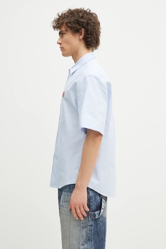 Хлопковая рубашка Kenzo FF55CH1279LO.64 голубой SS25
