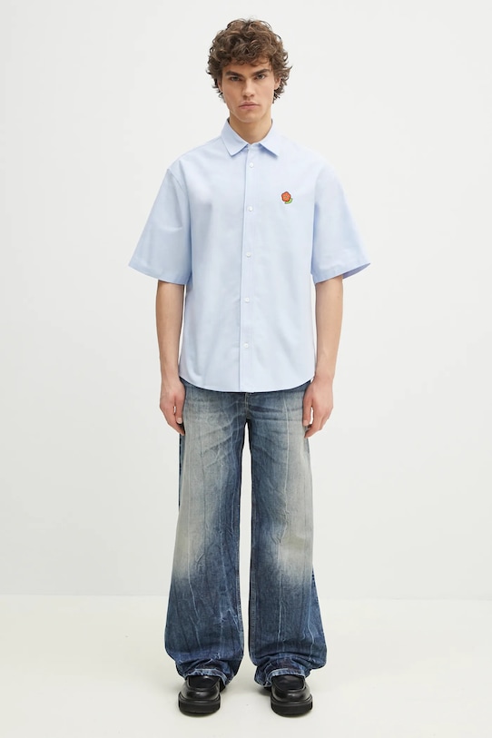 Хлопковая рубашка Kenzo FF55CH1279LO.64 голубой