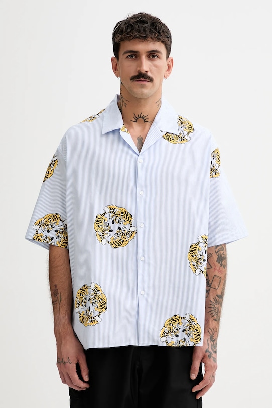 Kenzo koszula bawełniana nadruk niebieski FF55CH1309A5.64