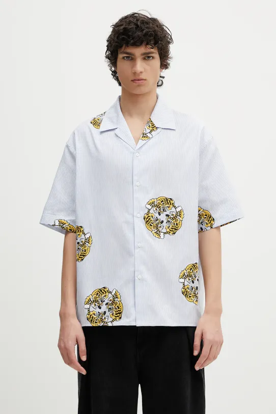 Kenzo camicia in cotone rilassato blu FF55CH1309A5.64