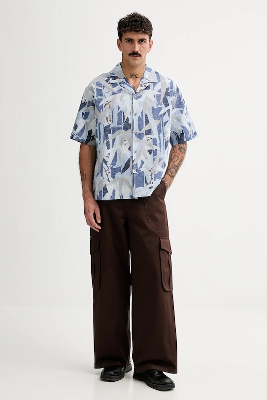 Kenzo koszula z domieszką lnu FF55CH1309P1.77 niebieski SS25