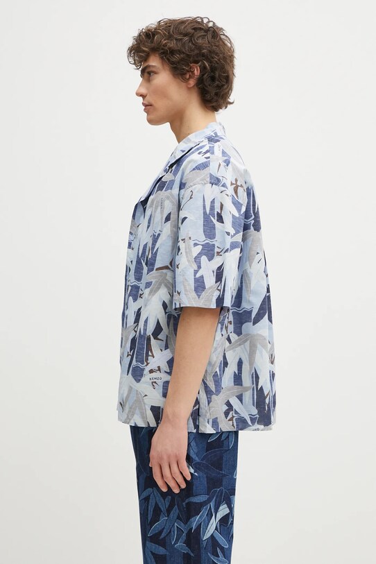 Kenzo koszula z domieszką lnu FF55CH1309P1.77 niebieski SS25