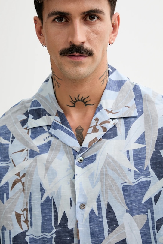 Kenzo koszula z domieszką lnu niebieski FF55CH1309P1.77