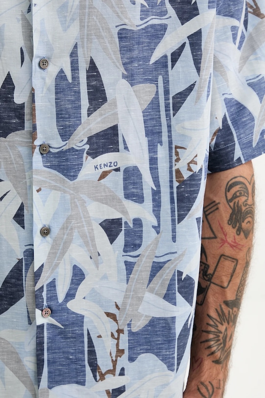 Kenzo koszula z domieszką lnu FF55CH1309P1.77 niebieski