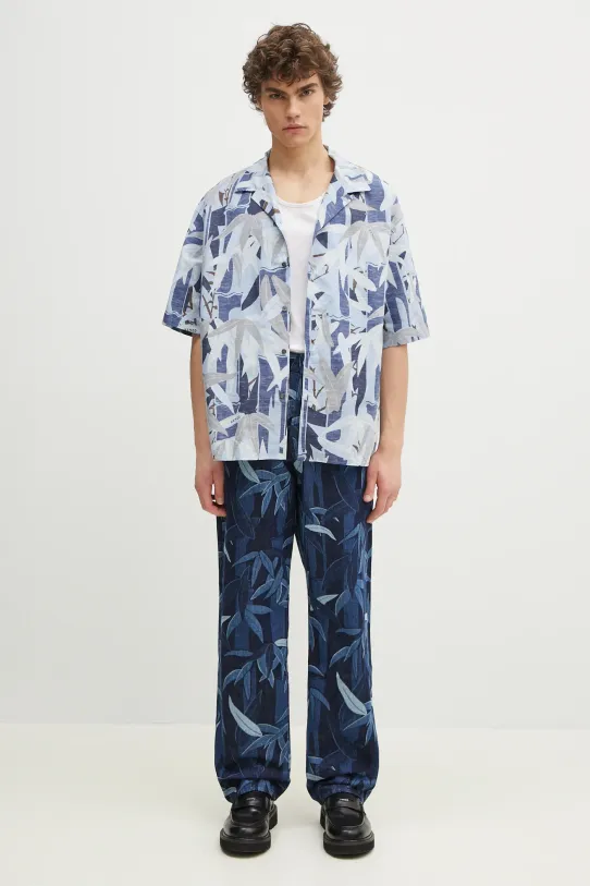 Kenzo linen blend shirt FF55CH1309P1.77 blue