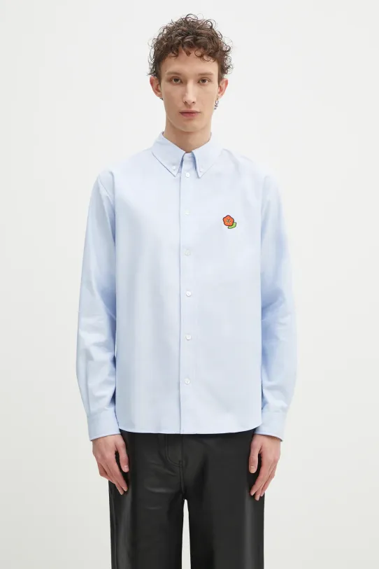 Kenzo camasa din bumbac uni albastru FF55CH4109LO.64