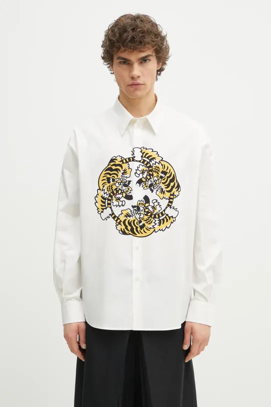 Kenzo camicia in cotone rilassato bianco FF55CH4309P2.01