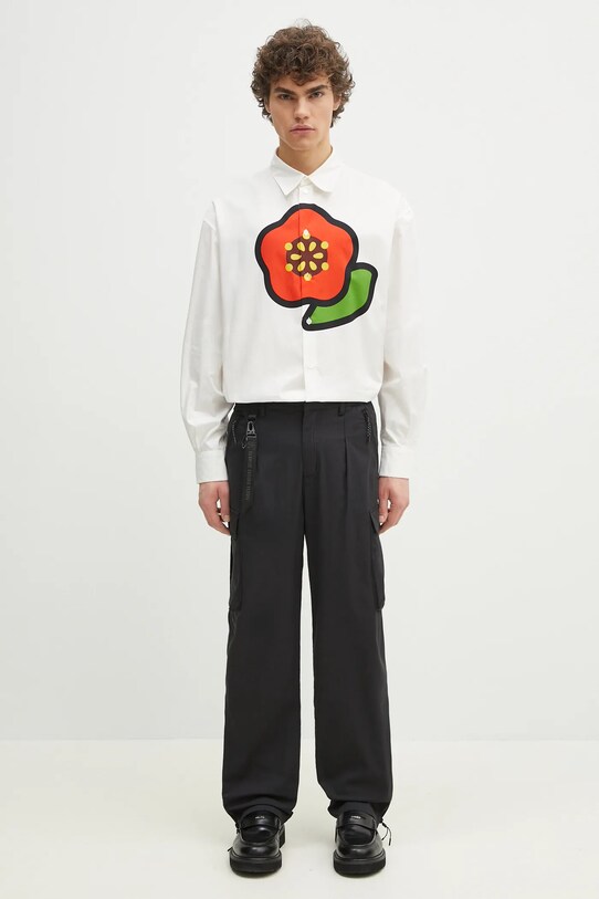 Βαμβακερό πουκάμισο Kenzo FF55CH4309P5.01 λευκό