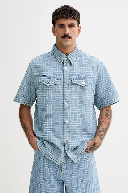 Kenzo koszula jeansowa wzorzyste niebieski FF55DC1026J4.DB